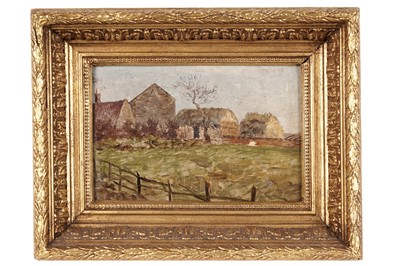 Lot 121 - Joseph Dixon Clark - Hayricks in a Farmyard | oil