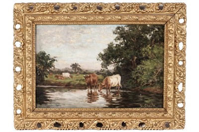 Lot 146 - Joseph Dixon Clark - Cows Quenching Their Thirst | oil