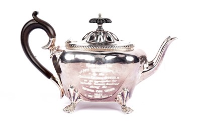 Lot 789 - A George V silver teapot with WWI-era presentation inscription