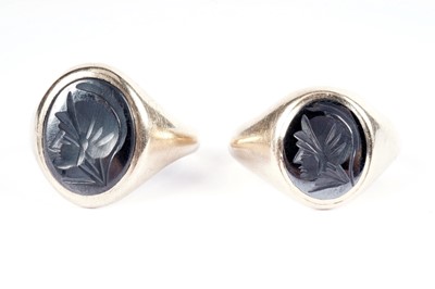 Lot 641 - Two hematite intaglio signet rings