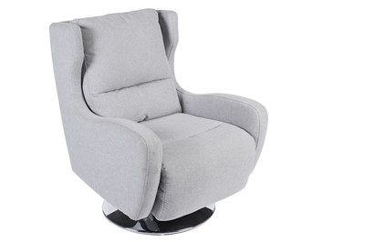 Lot 871 - A modern grey/light blue upholstered swivel armchair
