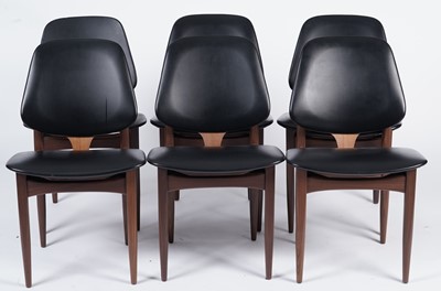 Lot 868 - 6 teak and black vinyl dining chairs