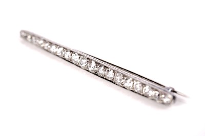 Lot 1211 - A Victorian diamond bar brooch