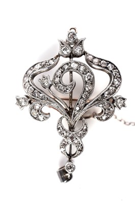 Lot 1214 - A Victorian Belle Epoque diamond brooch/pendant