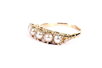Lot 680 - A Victorian half pearl and rose-cut diamond ring