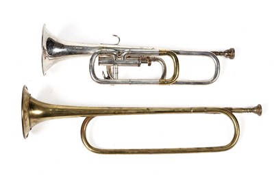 Lot 192 - A Mayers and Harrison cavalry trumpet and a Premier field trumpet