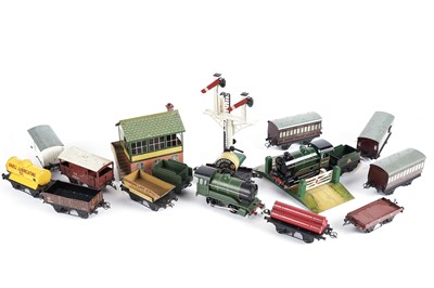 Lot 77 - Two Hornby 0-Gauge toy trains; and a collection of other Hornby accessories