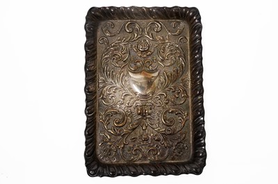 Lot 811 - An embossed silver tray by Nathan & Hays