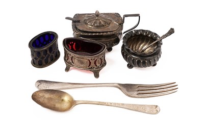 Lot 812 - A selection of silver condiments; and a selection of silver cutlery