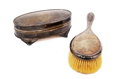 Lot 815 - A silver mounted jewellery box; and silver back dressing table hand brush