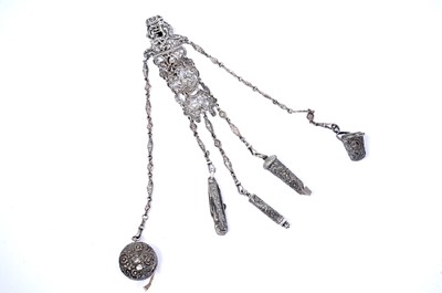 Lot 1682 - A Victorian silver chatelaine