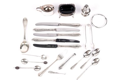 Lot 764 - A selection of silver condiments, cutlery and collectibles