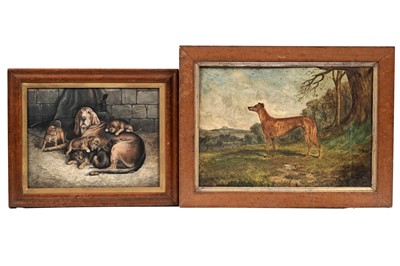 Lot 373 - Two 19th Century paintings of dogs