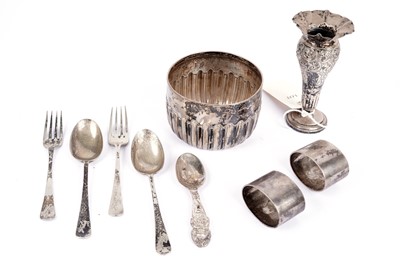 Lot 813 - Edwardian silver christening sets and a spill vase