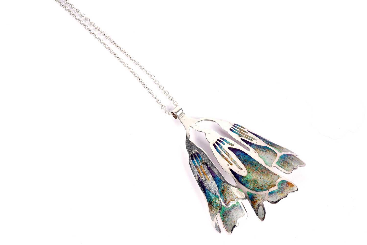Lot 752 - An Alastair Norman Grant (Scottish, 1943-2017) enamelled silver pendant on chain