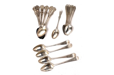 Lot 1611 - Two sets of six Victorian Scottish silver teaspoons and other teaspoons