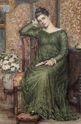 Lot 19 - Elizabeth Cameron Mawson - Portrait of a Seated Lady in Green | watercolour