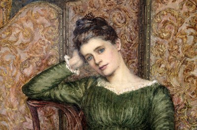 Lot 19 - Elizabeth Cameron Mawson - Portrait of a Seated Lady in Green | watercolour