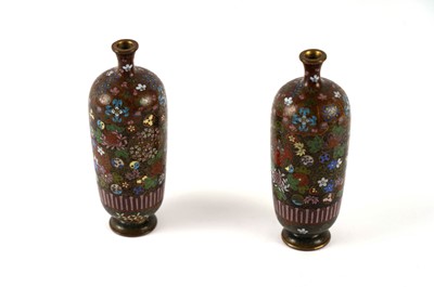 Lot 341 - A pair of cloisonne vases