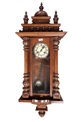 Lot 124 - Schlenker & Kienzle: a late 19th Century German Vienna-style oak wall clock