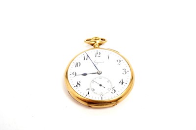 Lot 547 - Longines: an 18ct yellow gold pocket watch