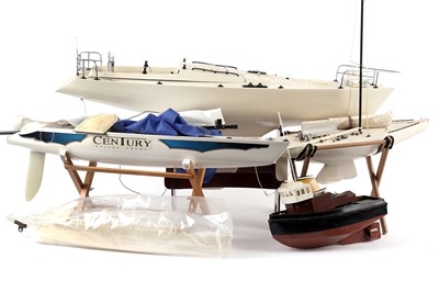 Lot 54 - A selection of radio control yacht models; and radio control units