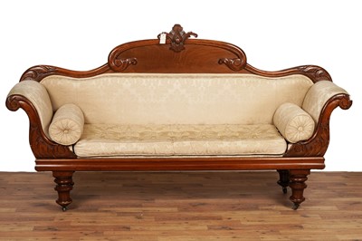 Lot 54 - A Victorian carved walnut and mahogany sofa