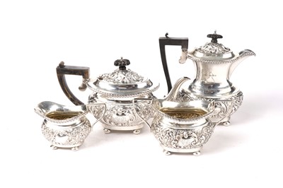 Lot 1533 - An Edwardian four-piece silver tea service