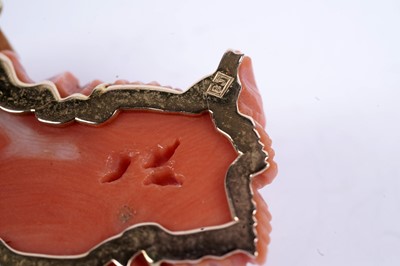 Lot 85 - A carved coral pendant in the form of a rose bloom