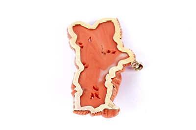 Lot 85 - A carved coral pendant in the form of a rose bloom