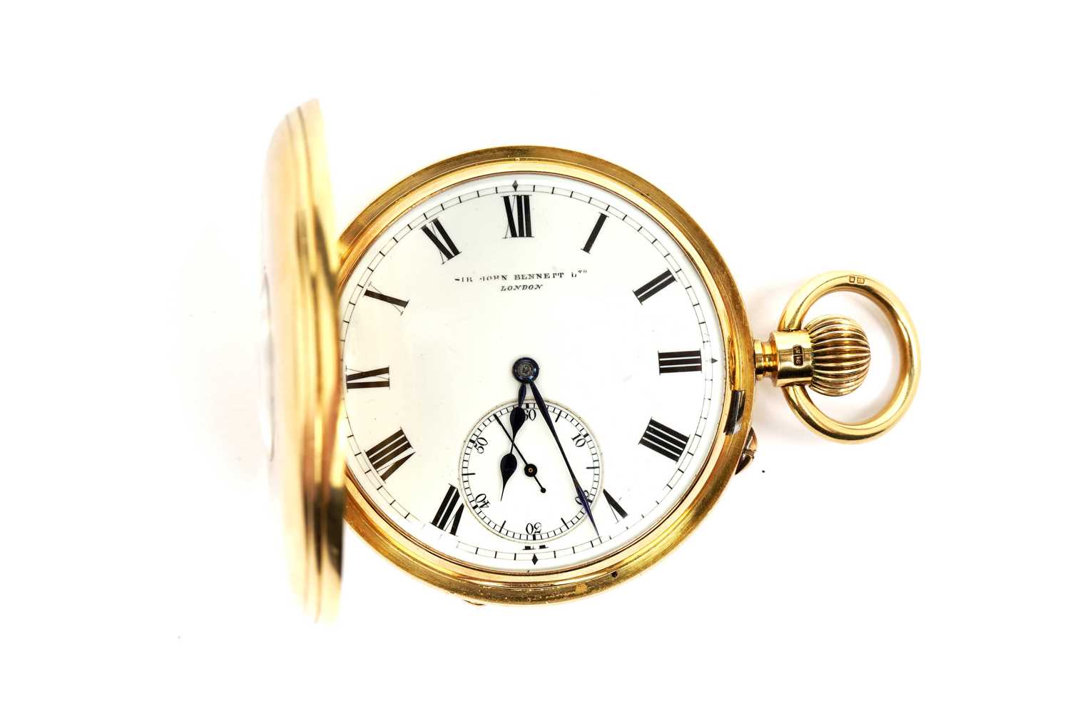 Lot 1004 - Sir John Bennett Ltd, London: an 18ct yellow gold cased half-hunter pocket watch