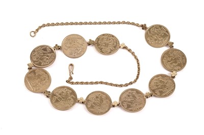 Lot 680 - A Victorian - George V gold half-sovereign necklace