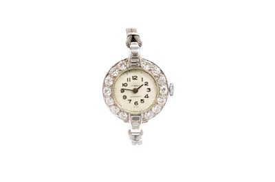 Lot 1003 - A diamond set platinum cased lady's cocktail watch