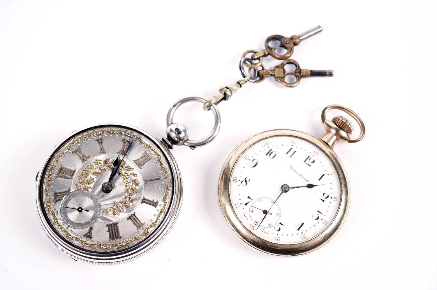 Lot 140 - A Victorian silver-cased pocket watch; and a Trenton-Record gold plated pocket watch