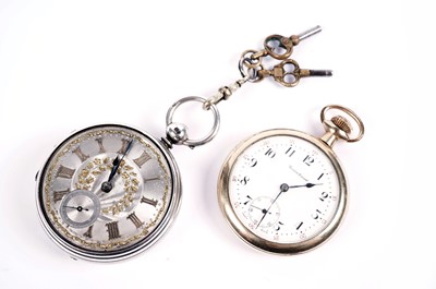 Lot 140 - A Victorian silver-cased pocket watch; and a Trenton-Record gold plated pocket watch