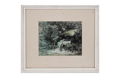 Lot 44 - Manner of Thomas Gainsborough - Horses Gather Under a Tree | pastel