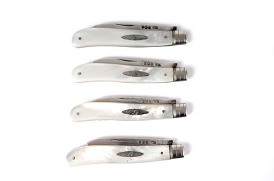 Lot 460A - Set of Four Silver and Mother of Pearl Fruit Knives