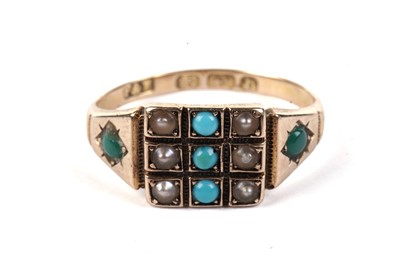 Lot 653 - A Victorian turquoise and seed pearl ring