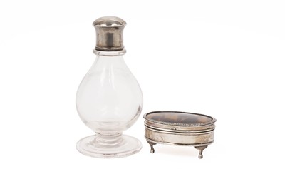 Lot 764 - A silver jewellery box by Addie Brothers; and a silver mounted bottle