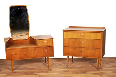 Lot 30 - Lebus: a mid-20th Century teak dressing table; and chest of drawers