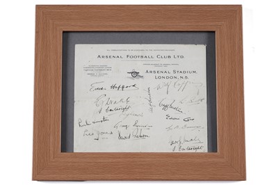 Lot 911 - An autographed Arsenal Football Club letterheaded sheet