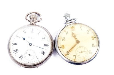 Lot 683 - A British military issue pocket watch; and a silver pocket watch