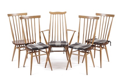 Lot 810 - A matched part-suite of five Ercol elm and beech chairs