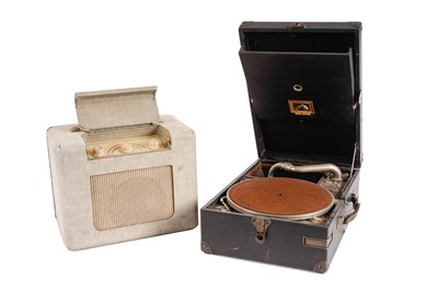 Lot 401 - A Bush B.A.C. 31 receiver; and an HMV wind up tabletop gramophone