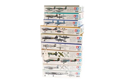 Lot 100 - A collection of 1:48 scale Tamiya military aircraft constructor kits