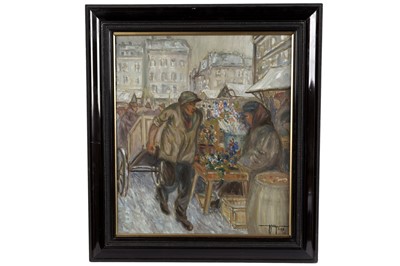 Lot 94 - 19th Century Continental - The Flower Market | oil