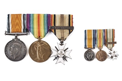 Lot 1047 - A First World War medal group with miniatures