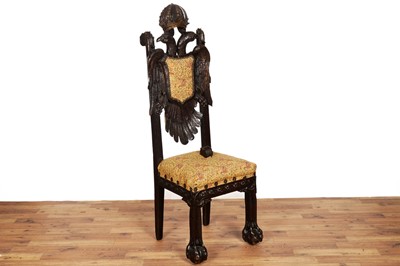 Lot 83 - A 19th Century Holy Roman Empire heraldic oak side chair