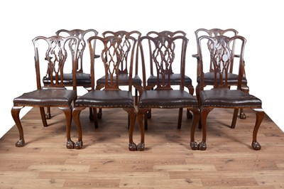 Lot 16 - A set of eight early 20th Century Chippendale-style mahogany dining chairs