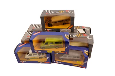 Lot 196 - Five boxed Corgi Classic Bedford type OB Coaches and other items